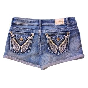 ZCO Rhinestone Studded Jean Shorts Size: 11, Distressed